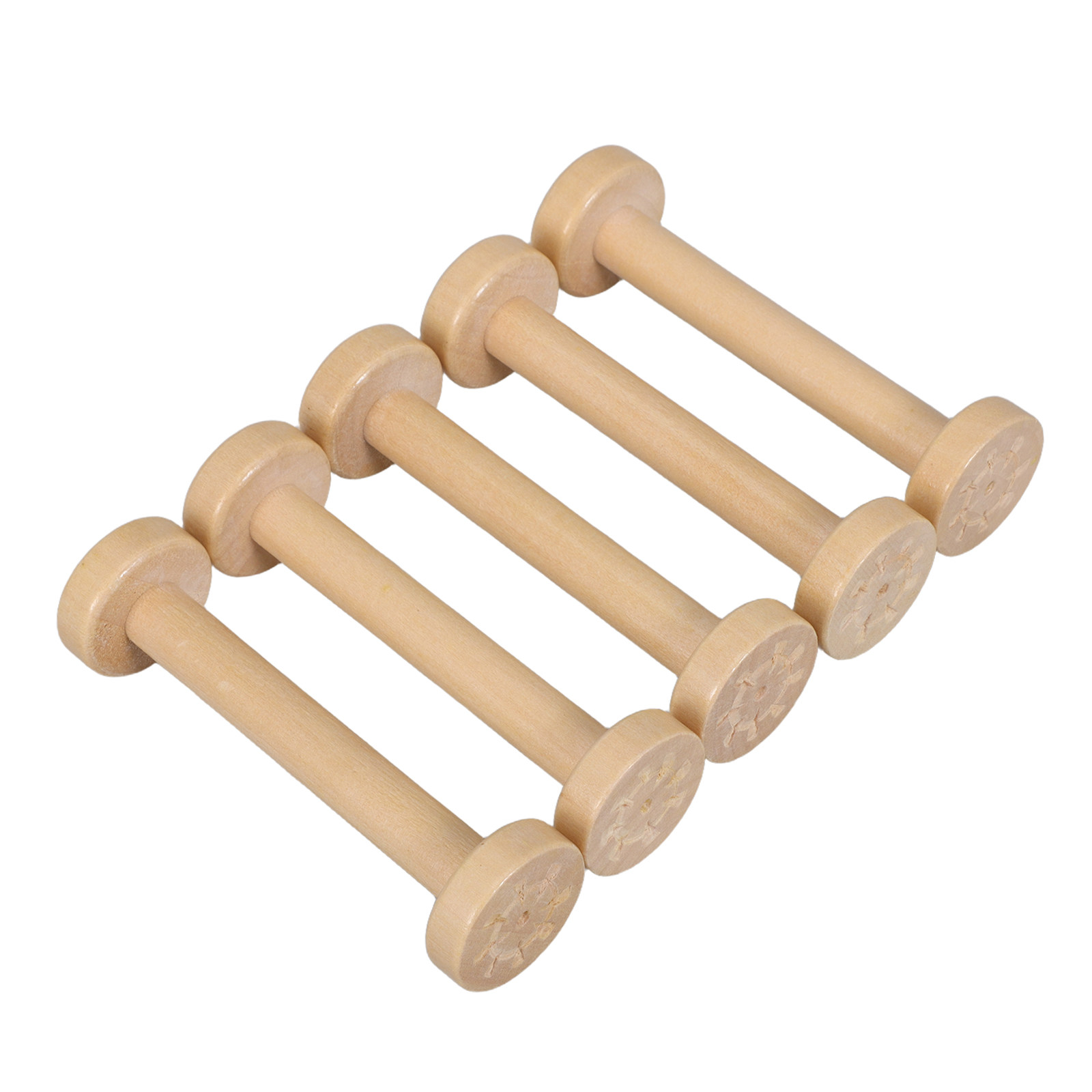 Sewing And Textile - 5 adet ahşap makaralar doğal Vintage