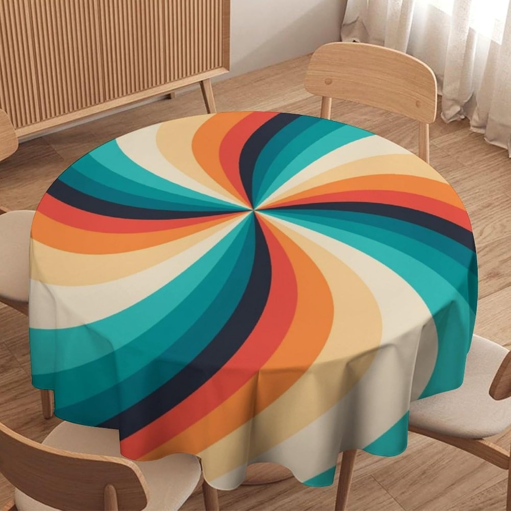 Century Textile & Sewing Supply Online Shopping - Vintage Groovy Swirl Yuvarlak Masa Örtüsü